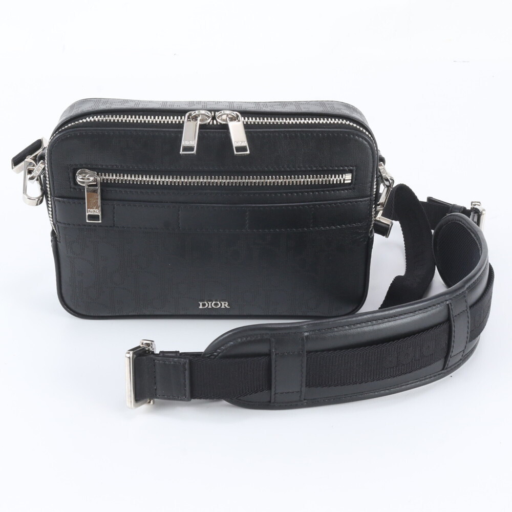 Christian Dior Oblique Galaxy Leather Shoulder Bag, Black, Men's